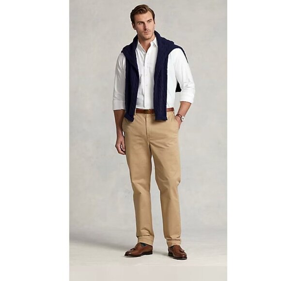 Polo Ralph Lauren Chino Pants Big & Tall Classic-Fit Tan Flat-Front 54 B x 30 - Picture 1 of 9